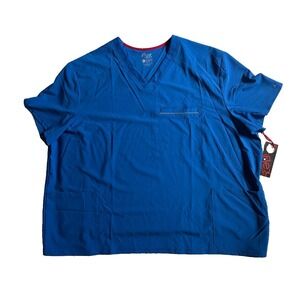 Cherokee Iflex Size 5XL V Neck Knit Panel Scrub Top Blue Uniform New